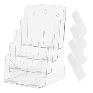 VEVOR Acrylic Brochure Holder 8.5 x 11 inch, 4-Tier Clear Acrylic Literature Display Stand, Plastic Literature Organizer Flyer Stand - 1 of 4