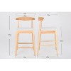 Beige Mid Century Modern Design Solid Wood Bar Stool, Upholstered Bar Stool With Wooden Legs - 3 of 4