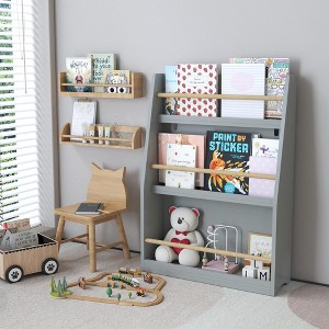 KWPZQEB Kids Bookshelf, Wooden 3 Tiers Book Shelf and Storage for Toys and Books, Wall Mount 3-Tier Book Shelf for Bedroom, Study, Living Room - 1 of 4