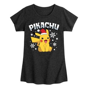 Girls' - Pokémon - Pikachu With Hat Fitted Short Sleeve Graphic T-Shirt - 1 of 4