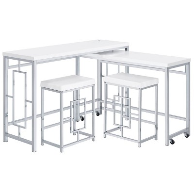 Modern Chrome and White 4-Piece Counter Height Dining Set