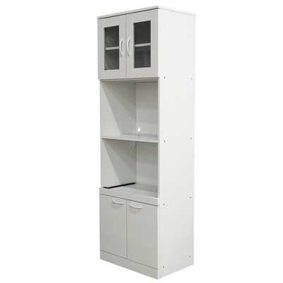Danbury Tall White Laminate Kitchen Storage Cabinet with Glass Doors