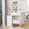 CAVINAS USB Power Supply Vanity Desk with Lights Modern Vanity Table Large Storage Vanity Desk with Mirror and Lights for Bedroom - 2 of 4