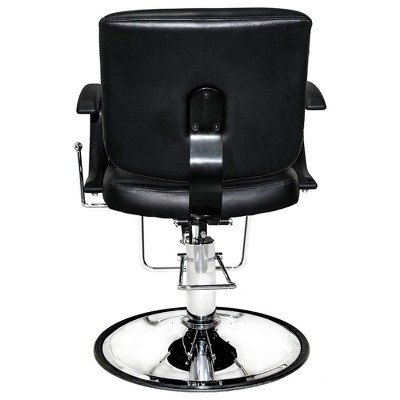 Black Vinyl Upholstered Swivel Recliner Salon Chair