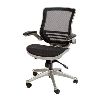 Emma and Oliver Mid-Back Transparent Mesh Executive Swivel Office Chair with Flip-Up Arms
