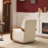 CAVINAS Vintage Swivel Accent Chair,Upholstered Leisure Chair with Brown Arms,Solid Wood Armrests,Ergonomic Single Swivel Sofa for Living Room,Office - 2 of 4