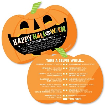 Big Dot of Happiness Jack-O'-Lantern Halloween - Selfie Scavenger Hunt - Kids Halloween Party Game - Set of 12