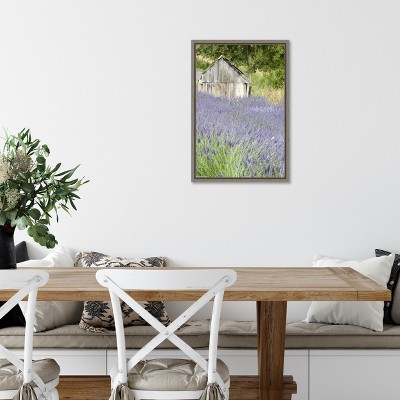 Lavender Field and Shed Framed Canvas Wall Art