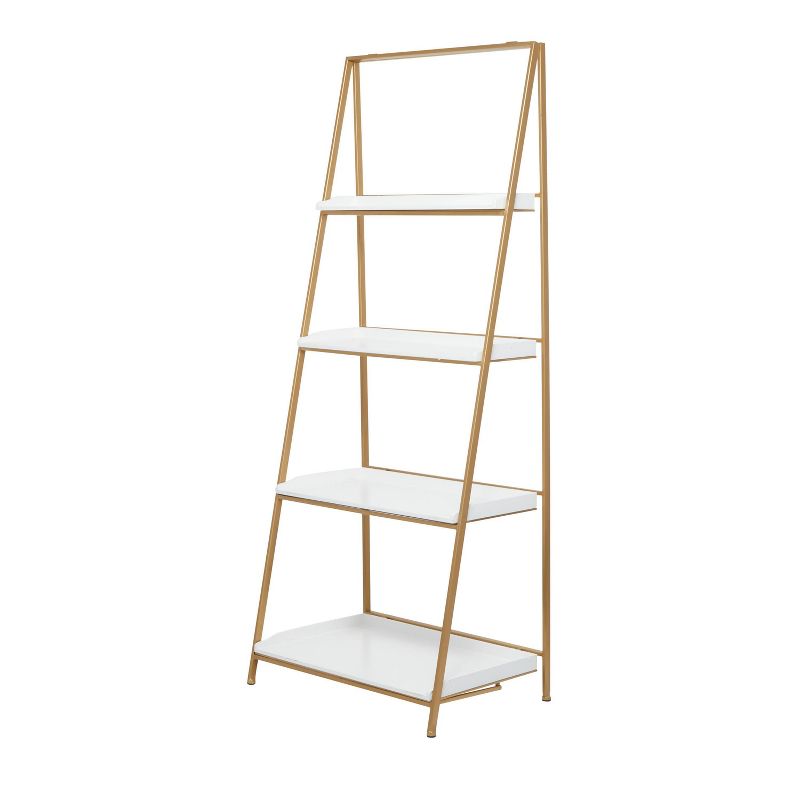 Contemporary Metal and Wood Shelving Unit Gold - Olivia &#38; May, 3 of 9