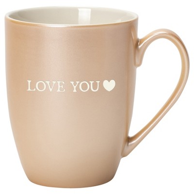 Elanze Designs Love You Pearlescent Sand 10 ounce New Bone China Coffee Cup Mug