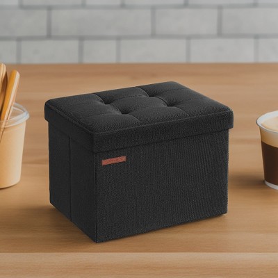 Small Folding Storage Ottoman Bench, Ottoman with Storage, Foot Rest Stool, 286 lb Capacity, for Living Room, Bedroom, Dorm, Home Office
