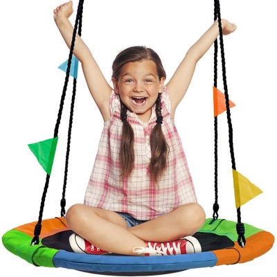Sorbus 24 Inch Saucer Tree Swing in Elite Rainbow - Safe & Fun! Adjustable Ropes, 220lb Capacity