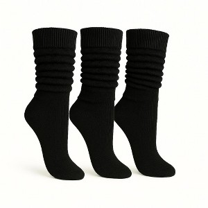 Women’s Slouch Socks Cotton Slouchy Knee-High Boot Socks 3 Pairs Scrunch Breathable Extra Long All-Season Comfort - 1 of 4