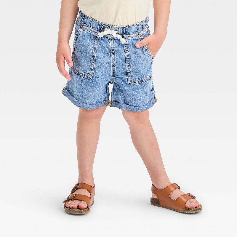 Toddler Boys&#39; Iris Wash Carpenter Style Pull-On Denim Shorts - Cat &#38; Jack&#8482; Light Wash, 1 of 5