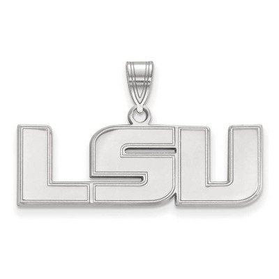 Black Bow Jewelry 10k White Gold Louisiana State Fighting Tigers NCAA Medium Pendant