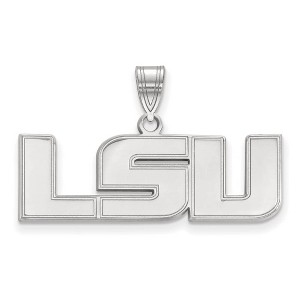 Black Bow Jewelry 10k White Gold Louisiana State Fighting Tigers NCAA Medium Pendant - 1 of 3