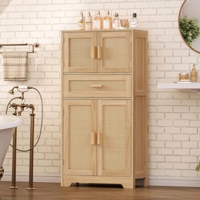 USIKEY Morden 47.2" Storage Cabinet with 2 Drawers & 2 Adjustable Shelves, Floor Cabinet with 4 Doors, Cabinet for Living Room, Dining Room
