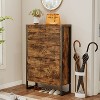 KTMBDW Rustic Shoe Cabinet with Flip Drawers, Narrow Shoe Cabinet with Metal Legs & Handles for Entryway, Hallway, Organizer - 4 of 4
