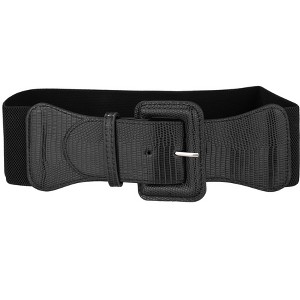 INSPIRE CHIC Women's Rectangular Chunky Buckle Elastic Waist Wide Belts - 1 of 4