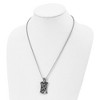 Black Bow Jewelry Men's Stainless Steel Antiqued Fleur de lis Dog Tag Necklace, 22 Inch - 3 of 4
