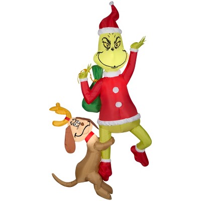 Grinch Christmas Airblown Inflatable Hanging w/Max Grinch, 6 ft Tall, Multicolored
