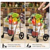 Folding Shopping Cart with Wheels Rolling Foldable Grocery Cart w/Double Basket - 4 of 4