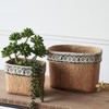 VisioGear 2PCS Rectangular Basket Planters with Geometric Trim, Modern Planter for Patio, Garden, Brown,10.4"*8.7"*7.9" - 4 of 4