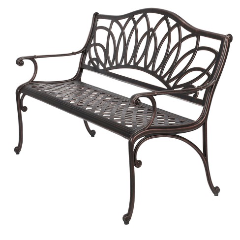 Virginia Cast Aluminum Patio Bench - Copper - Christopher Knight Home