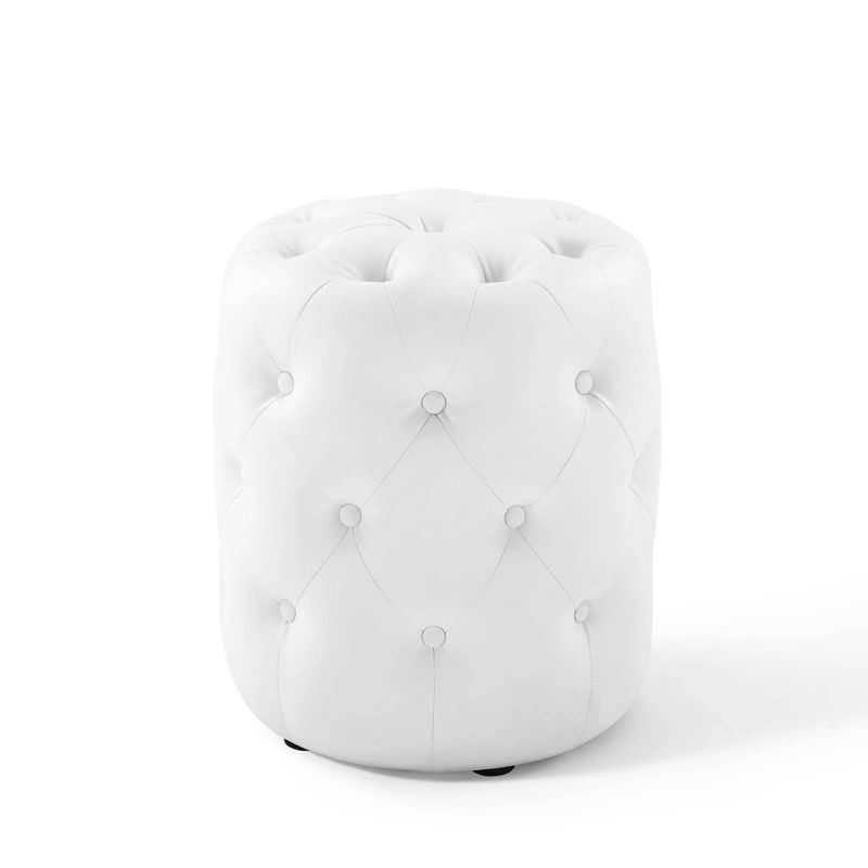 Amour Tufted Button Round Faux Leather Ottoman White - Modway, 1 of 9