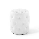 Amour Tufted Button Round Faux Leather Ottoman White - Modway