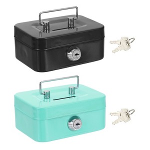 Unique Bargains Mini Safe Box with Metal Key Lock for Cash Watches 2 Pcs - 1 of 4