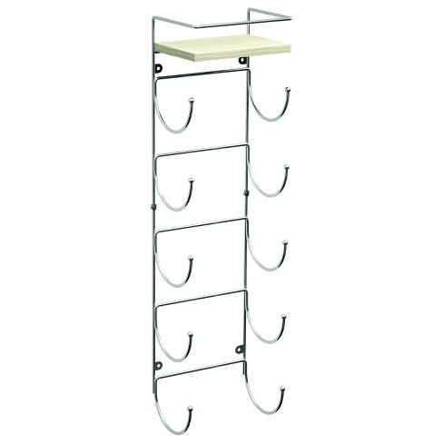 Organize It All 2 Tier Wall Mount Shelf with Towel Bars - Silver