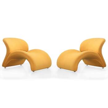 Set of 2 Rosebud Wool Blend Accent Chairs - Manhattan Comfort