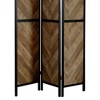 Vynxaria Rustic Tobacco Herringbone 3-Panel Folding Screen - 2 of 4
