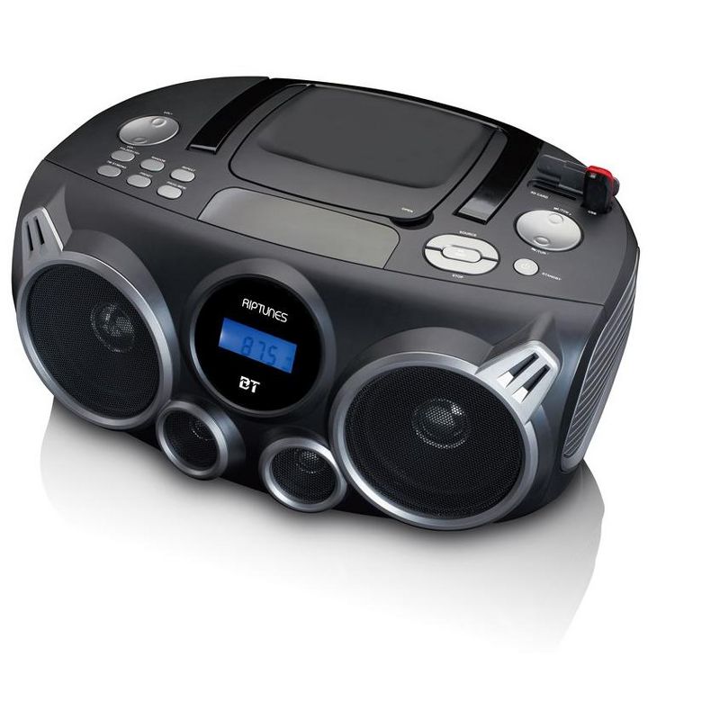 RIPTUNES Stereo Boombox + Wireless audio streaming, MP3/CD, USB/SD, Black, 5 of 8