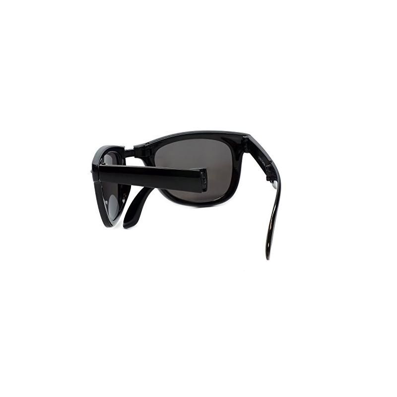 Calabria Classic Folding Wayfarer Sunglasses with 100% UVA/UVB Protection (Black Frame & Green Lens), 4 of 6