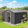 11' x 9' Metal Storage Shed Garden Tool House with Double Sliding Doors, 4 Air Vents for Backyard, Patio - 2 of 4