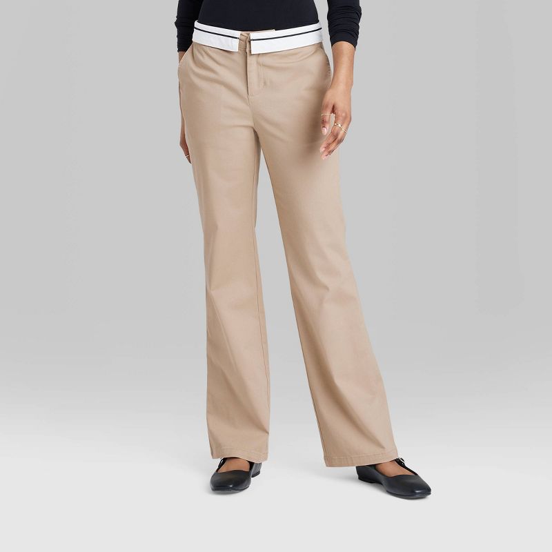 Women's Mid-Rise Foldover Straight Chino Pants - Wild Fable™, 3 of 5