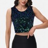 Anna-Kaci Women's Sleeveless Sequin Crop Top with Round Neckline and Sparkle Embellishment - 2 of 4