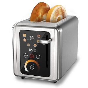 WHALL 2 Slice Touchscreen Stainless Steel Toaster with Wide Slot, 6 Shade Settings, Bagel Function, Removable Crumb Tray - 1 of 4