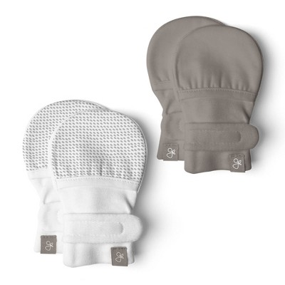 0-3M Bamboo Organic Cotton Baby Mitts - Drops Gray + Pewter