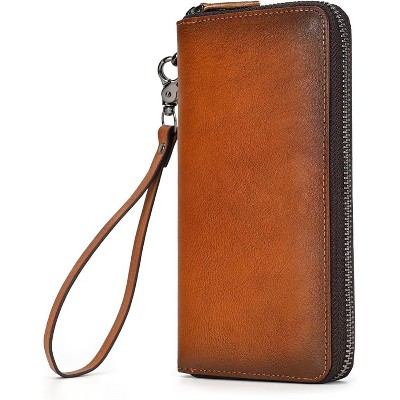 Paaaawaters Genuine Leather Long Wallet for Men, Large Capacity Purse Clutch Bag Handbag