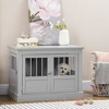 Gulches Dog Crate End Table with Triple Doors, Wooden Dog Crate Furniture Indoor Use, Puppy Crate with and Steel Tubes, for Small Dogs, Pewter Gray - 2 of 4