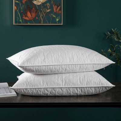 Peace Nest Quilted White Goose Feather Down Pillow 2 Pack