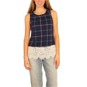 maison Jules Womens Lace Trim Tank Top - 1 of 4
