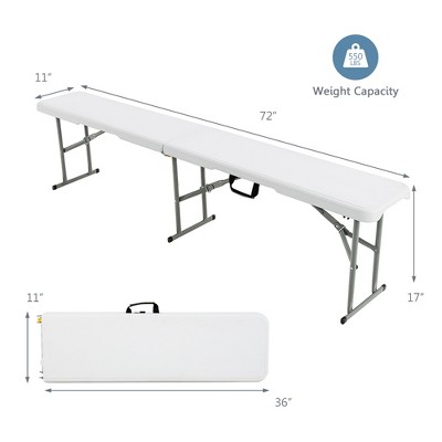 6-Foot White and Gray HDPE Folding Picnic Bench