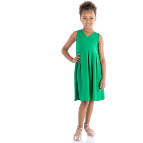 24seven Comfort Apparel Girls Sleeveless Pleated Party Dress-green-m :  Target
