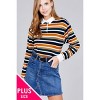 Slickblue Women’s Plus Size Striped Shirt, Long Sleeve DTY Brushed Top, Stretch Fabric, XL, Brown - 2 of 4
