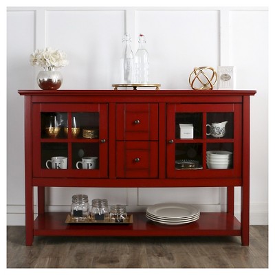 Tasi Modern Farmhouse With Lower Shelf Tv Stand For Tvs Up To 58" Antique Red Saracina Home
