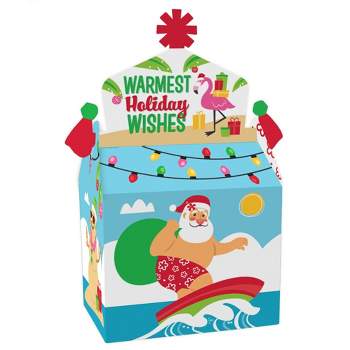 Big Dot of Happiness Tropical Christmas - Treat Box Party Favors - Beach Santa Holiday Party Goodie Gable Boxes - Set of 12
